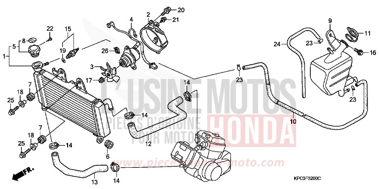 RADIATOR (XL125V1/2/3/4/5/6) for Varadero 125 RICH RED METALLIC (R255) from 2001